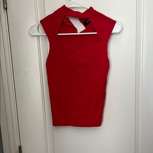 C/MEO Collective Red Sleeveless Muscle Tee with Cut Out